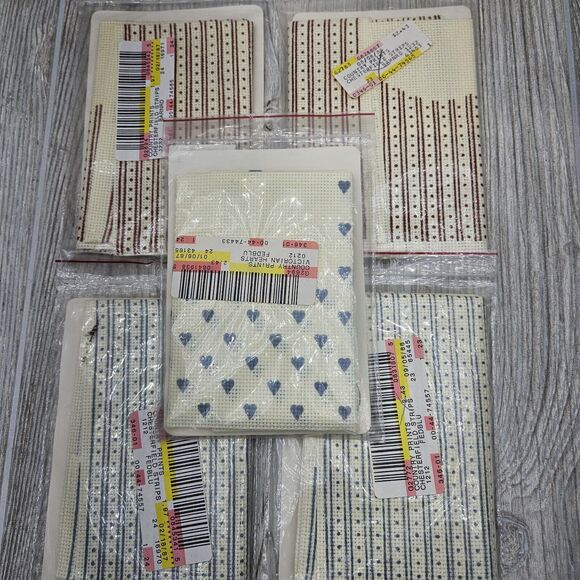Lot of 5 Country Prints 15x15 14 Count Aida Cloth Victorian Hearts Chesterfield - Picture 5 of 5